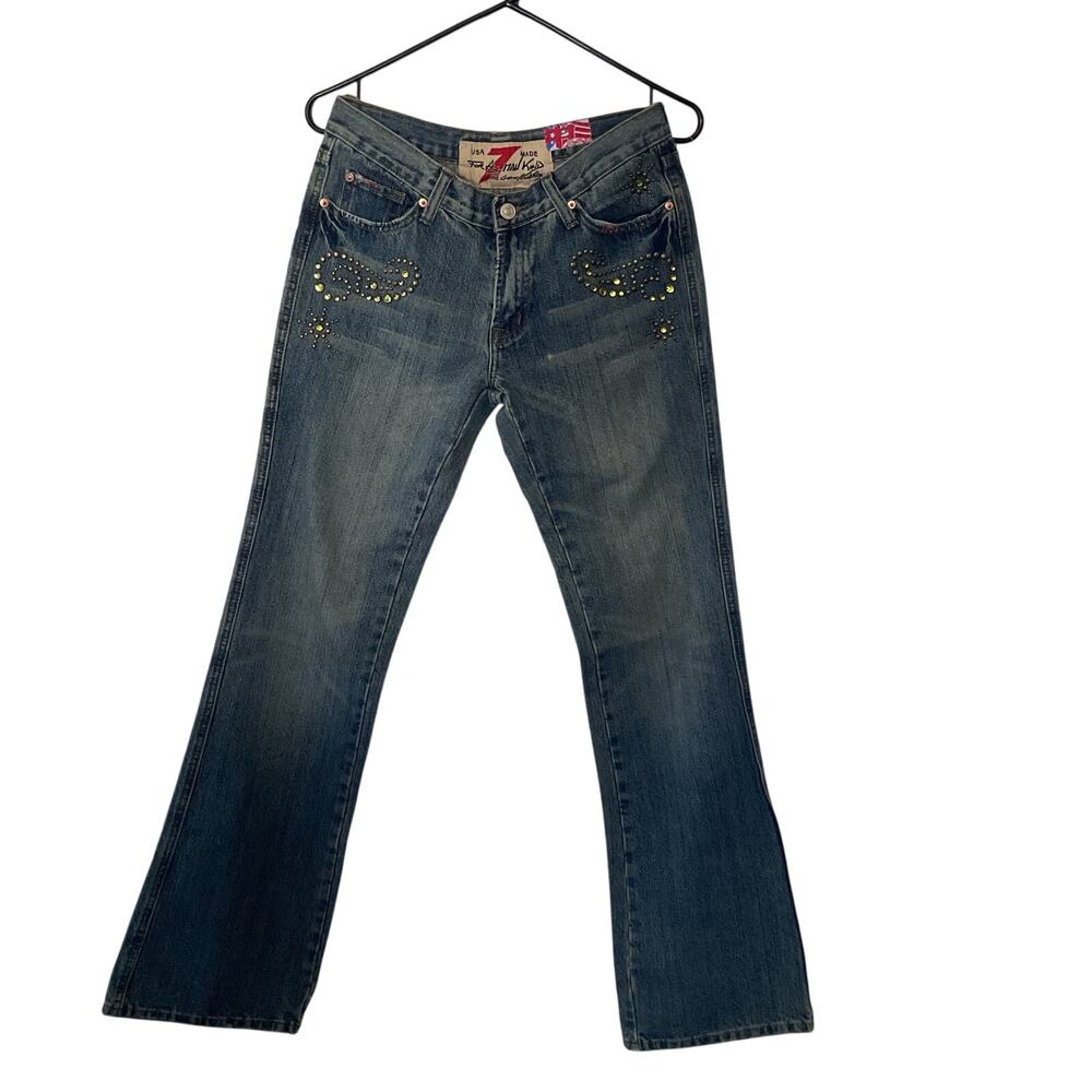 Vintage Y2K 7 For All Mankind Bootcut Jeans Women’s Sz 29 Studded Low Rise NWT